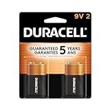 Duracell Coppertop 9V Battery, 2 Count Pack, 9-Volt Battery with Long-lasting Power, All-Purpose Alkaline 9V Battery for Household and Office Devices