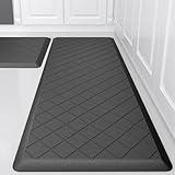 WEZVIX Cushioned Kitchen Mat 2 PCS, Anti Fatigue Kitchen Rugs, Heavy Duty Kitchen Rugs and Mats Non-Skid, Ergonomic Comfort Foam Kitchen Floor Mat for Home, Office, Sink, Laundry - Black