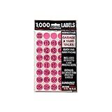 Sunburst Systems 7035 Priced Garage Sale Stickers, 1,000 Count Pre-Printed Labels, Pink