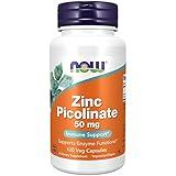 NOW Foods Supplements, Zinc Picolinate 50 mg, Supports Enzyme Functions*, Immune Support*, 120 Veg Capsules (Packaging may vary)