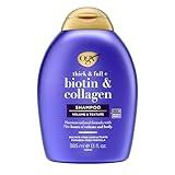 OGX Thick & Full + Biotin & Collagen Volumizing Shampoo, Nutrient-Infused Hair Shampoo with Vitamin B7 Biotin Gives Hair Volume & Body for 72+ Hours, Sulfate-Free Surfactants, 13 fl. oz