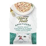 Purina Fancy Feast Appetizers Lickable Grain Free Wet Cat Food Topper White Meat Chicken and Flaked Tuna Appetizer - (Pack of 10) 1.1 oz. Trays