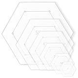 6 Pieces Hexagon Quilting Template with 1/4 Inch Seam Allowance, Hexagon Acrylic Quilting Rulers and Templates for Sewing DIY Manual Crafts Including 1inch, 1.5 Inch, 2 Inch, 3 Inch, 4 Inch, 5 Inch