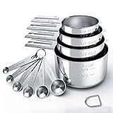 TILUCK Stainless Steel Measuring Cups & Spoons Set, Cups and Spoons,Kitchen Gadgets for Cooking & Baking (Medium)