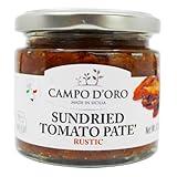 Sundried Tomato Paté, Dip or Spread, Puree of Sun-Dried Tomatoes in extra virgin olive oil, (6.35 oz -180 g). Non-GMO, Product of Italy, by Campo D'Oro.