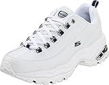 Skechers womens Premium fashion sneakers, White/Navy, 9 US