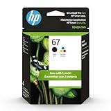 HP 67 Black/Tri-color Ink Cartridges (2 Pack) | Works with HP DeskJet 1255, 2700, 4100 Series, HP ENVY 6000, 6400 Series | Eligible for Instant Ink | 3YP29AN