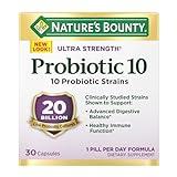 Nature’s Bounty Probiotic 10, Ultra Strength Daily Probiotic Supplement, Support for Digestive, Immune and Upper Respiratory Health, 1 Pack, 30 Capsules