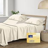 THREAD SPREAD 100% Egyptian Cotton Split King Sheets Sets for Adjustable Bed - 600 Thread Count 5 PC Top Split King Sheets, 16" Deep Pocket Soft Cooling Sheets for Split King Adjustable Bed - Ivory