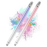 2PCS Stylus Pens for Touch Screens,Stylus Pen for iPhone/iPad/Tablet Android/Microsoft Surface,Compatible with All Touch Screens(White Pink/White Purple)