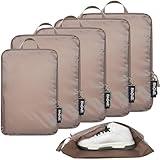 BAGAIL 4 Set/6 Set Ultralight Compression Packing Cubes Packing Organizer for Travel Accessories Luggage Suitcase Backpack(70D 6Set Brown)