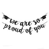 2024 Graduation Banners Party Decorations, Black Glitter We are So Proud of You Graduation Banners Garland for Congratulation Graduation Party Supplies, School, Home, Car Decorations