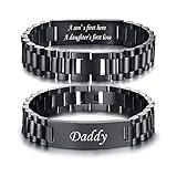 VNOX To My Dad Bracelet Dad Jewelry Gifts for Dad Daddy Father form Daughter Son for Father Day Birthday Day Masculine Width Band Stainless Steel Link Bracelet