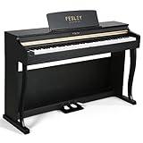 Fesley Digital Piano 88 Key Weighted Keyboard: Home Electric Piano Piano With Hammer Action For Professional,Upright Piano Keyboard with Dual 25W Speakers,Triple Pedal,Support Bluetooth,MIDI USB,Black