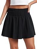 CRZ YOGA High Waisted Flowy Tennis Skirts for Women Pleated Casual Golf Athletic Pickleball Skorts with Shorts Pockets Black Large