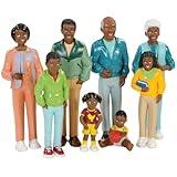 Creative Minds Marvel Education African American Family Toy Figure Set for Kids Ages 3+, Set of 8 Inclusive and Diverse Dollhouse Toy Figurines, Multicolor