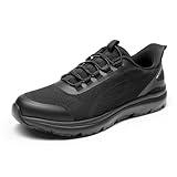 Bruno Marc Men's Hands Free Non Slip Work Shoes, Water Resistance Restaurant Slip on Food Service Sneakers,Size 9.5,Black,SNIC2410M