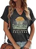 Women V Neck Christian Shirts Vintage Bible Verse Boho Floral Graphic Tees Christian Gifts for Her(M,Dark grey2)