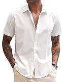 COOFANDY Men's Casual Linen Business Work Shirt Trendy Summer No-Tuck Button Up Tops Black