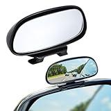 LivTee Blind Spot Mirror, HD Glass Frameless Convex Rear View Mirrors Exterior Accessories with Wide Angle Adjustable Stick for Car SUV and Trucks, Black