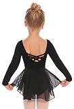 Arshiner Kids Girls Classic Long Sleeve Leotard Dance Ballet Dress, Black, 130(Age for 4-5Y)