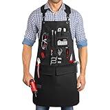 NoCry Heavy Duty Work Aprons For Men with Reinforced Pockets, Magnet Holders & Durable Stitching — Ideal Tool Apron or Woodworking Apron for Men with Padded Shoulder Pads & Quick-Release Buckles