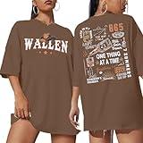 Country Music Oversized Shirts Women Western T-Shirt Vintage Music Lover Gift Cowboy Graphic Tee Short Sleeve Tops Brown