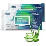 Disposable Body Wipes For Adults (2 x 40 Packs) - Premoistened Body Wipes For Adult Bathing Infused With Aloe and Lanolin - Alcohol-Free Adult Wipes For The Elderly Extra Large - 8" x 12" Washcloths