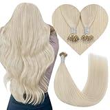 YoungSee Nano Ring Hair Extensions Blonde Nano Extensions Human Hair Platinum Blonde Nano Tips Hair Extensions Blonde Human Hair Beaded Extensions Nano Link Extensions Real Human Hair 22 inch 1g/s 50g