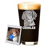 Custom Dog Photo Pint Glass Engraved - Personalized Gift for Dog Lovers, 16 oz. Beer Glass Memorial Gift for Pet Owners, Handmade in the USA