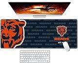 Malogtan Stitched Edges Mouse Desk Pad,Large Gaming Mouse Pad for Laptop Computer Desktop Keyboard,Orange Blue Design Mat for Football Sport Fans Mousepad