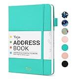 Taja Address Book with Alphabetical Tabs,Hardcover Address Book Large Print for Record Contacts, Small Address Book to Store All Your Important Informations in One Place - Aquamarine