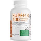 Bronson Vitamin B 100 Complex High Potency Sustained Release (Vitamin B1, B2, B3, B6, B9 - Folic Acid, B12), 120 Tablets