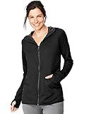 Hanes womens Sport Performance Full Zip Hoodie Fleece Jacket, Black Heather/Dada Grey Binding, Medium US