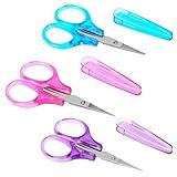 3Pcs Small Scissors All Purpose Craft Scissors Stainless Steel Scissors with Protective Cover Mini Detail Craft Scissors Precision Straight Fine Tips Design for Paper Cutting,Scrapbooking