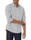 Amazon Essentials Men's Regular-Fit Long-Sleeve Casual Poplin Shirt, Grey Plaid, X-Large