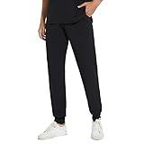 COZYFIT Scrub Pants for Men - Slim Jogger Pants with 5 Pockets, Yoga Waistband, Anti-Wrinkle Scrubs for Men Black