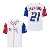 Youth #21 Roberto Clemente Baseball Jersey, Puerto Rico World Game Classic Kid Baseball Shirt Stitched White Size S