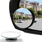 LivTee Blind Spot Mirror, 2" Round HD Glass Frameless Convex Rear View Mirrors Exterior Accessories with Wide Angle Adjustable Stick for Car SUV and Trucks, Pack of 2