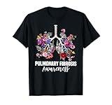 Pulmonary Fibrosis Awareness Lung Disease Floral Respiratory T-Shirt