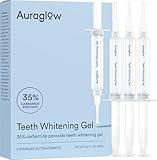 Auraglow 35% Teeth Whitening Gel Syringe Refill Pack, 35% Carbamide Peroxide, 30 Whitening Treatments, (3) 5mL Whitening Gel Syringes, Sensitive Teeth Whitening