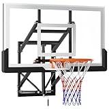 LotFun 54 Inch Wall Mounted Basketball Backboard, Adjustable-Height Backboard and Rim Combo, Outdoor Wall Mount Basketball Hoop Fit Most Slanting Roofs