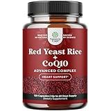 Red Yeast Rice with CoQ10 Supplement - Extra Strength Red Yeast Rice 1200 mg. Capsules with CoQ10 100mg Per Serving - Heart Health Supplement 3rd Party Tested Vegan Non-GMO & Citrinin-Free (2 Months)