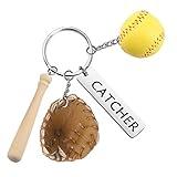 FEELMEM Softball Catcher Keychain Softball Player Gift Baseball Coach Gift Softball Catcher Baseball Game Day Jewelry Gift (CATCHER-ky)