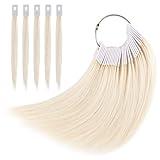 Noverlife 30PCS 9" Human Hair Swatches for Testing Color, Real Human Hair Color Ring, Natural Hair Level Swatches, Human Hair Color Testing Kit, Hair Color Samples for Barber Salon Hair Color Training