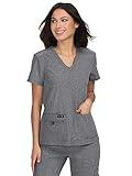 KOI Basics 373 Women's Becca V-Neck Solid Scrub Top (Heather Grey, X-Large)