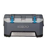 Igloo BMX 72 Quart Cooler with Cool Riser Technology, Fish Ruler, and Tie-Down Points - 18.70 Pounds - Carbonite Gray and Blue