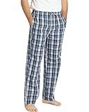 Jveyvth Mens Pajama Pants 100% Cotton Plaid Sleep & Lounge Pants, PJ Bottoms with Pockets and Button Fly