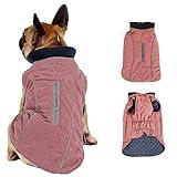 Morezi Dog Coat with Reflective strim, Winter Dog Jacket Water Resistant underbelly Warm Puppy Suit with Harness Hole - Suitable for French Bulldog, shitzu, Jack Russell Terrier - Small - Pink