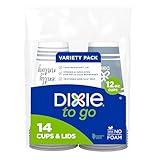 Dixie To Go Medium Paper Coffee Cups With Lids, 12 Oz, 14 Count, Disposable Cups For On-The-Go Hot Beverages